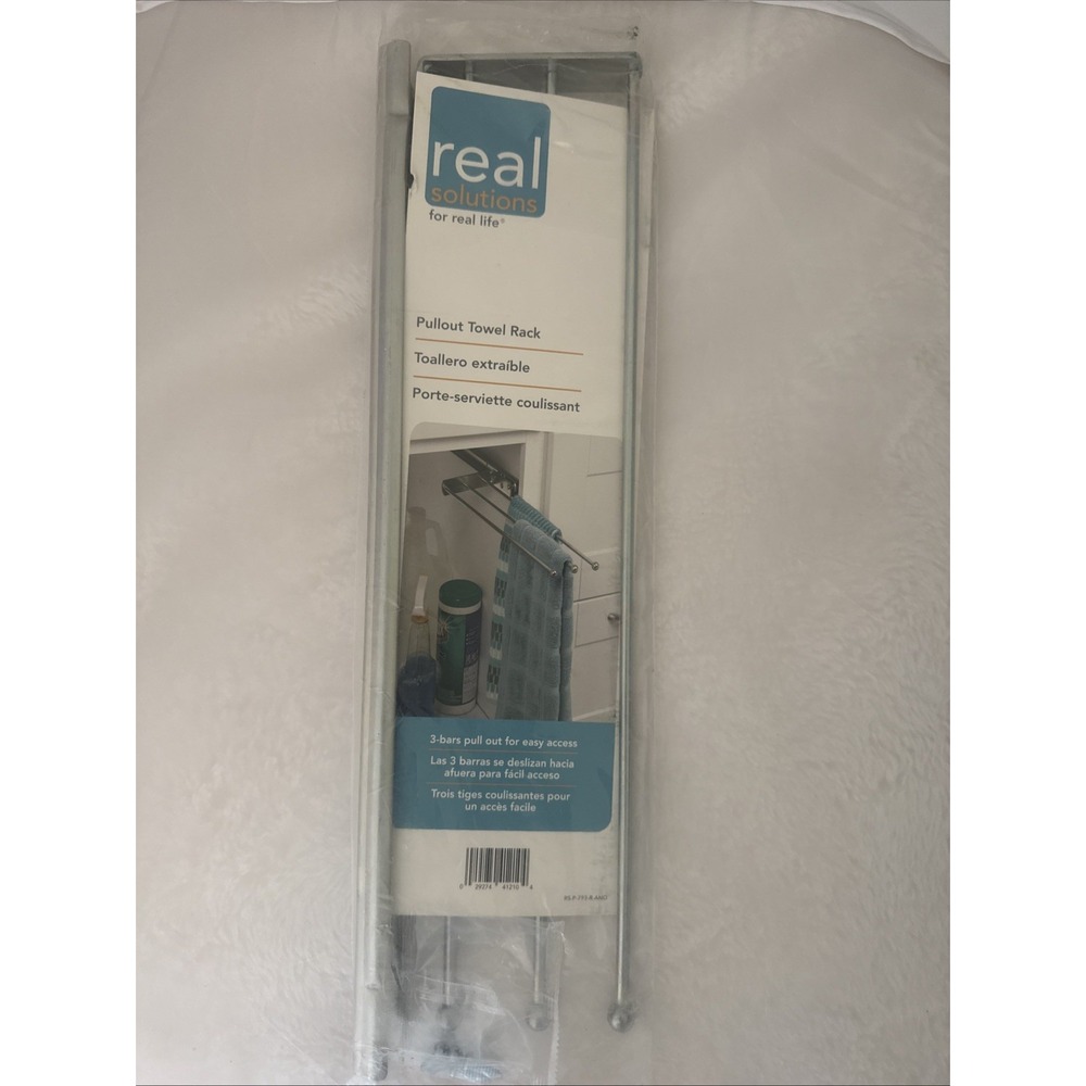 Real Solutions 3 bar Pullout Towel Rack Silver NEW